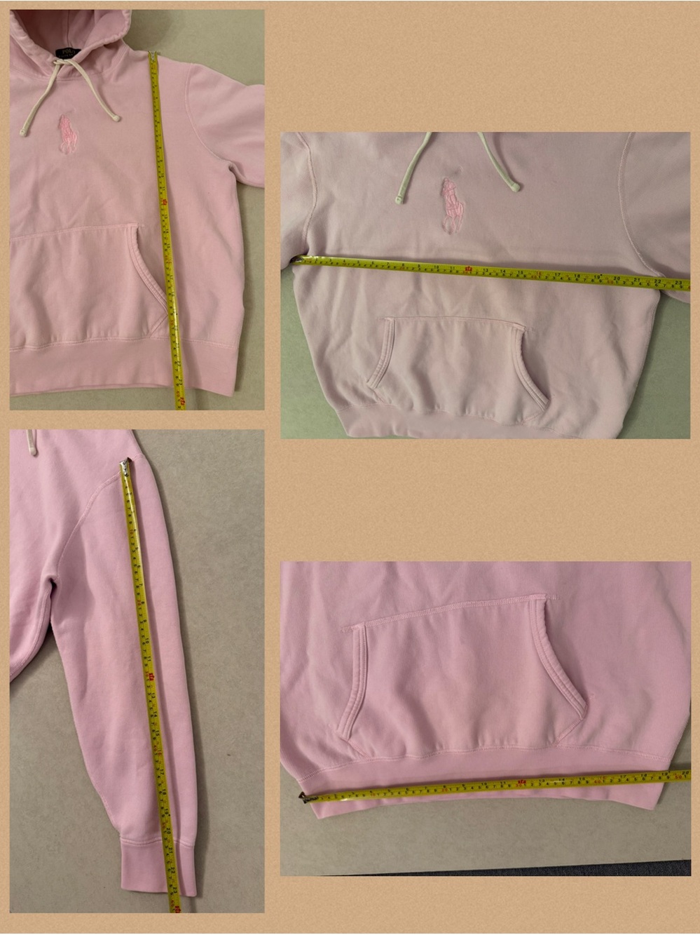 Polo Ralph Lauren Big Pony Pink Fleece Hoodie Pullover Size L - Picture 11 of 16